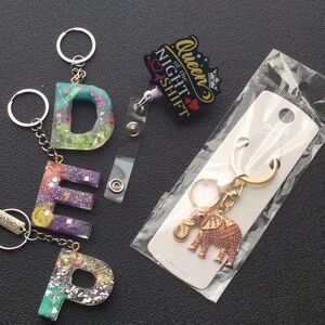 Colorful Letter and Elephant Keychains